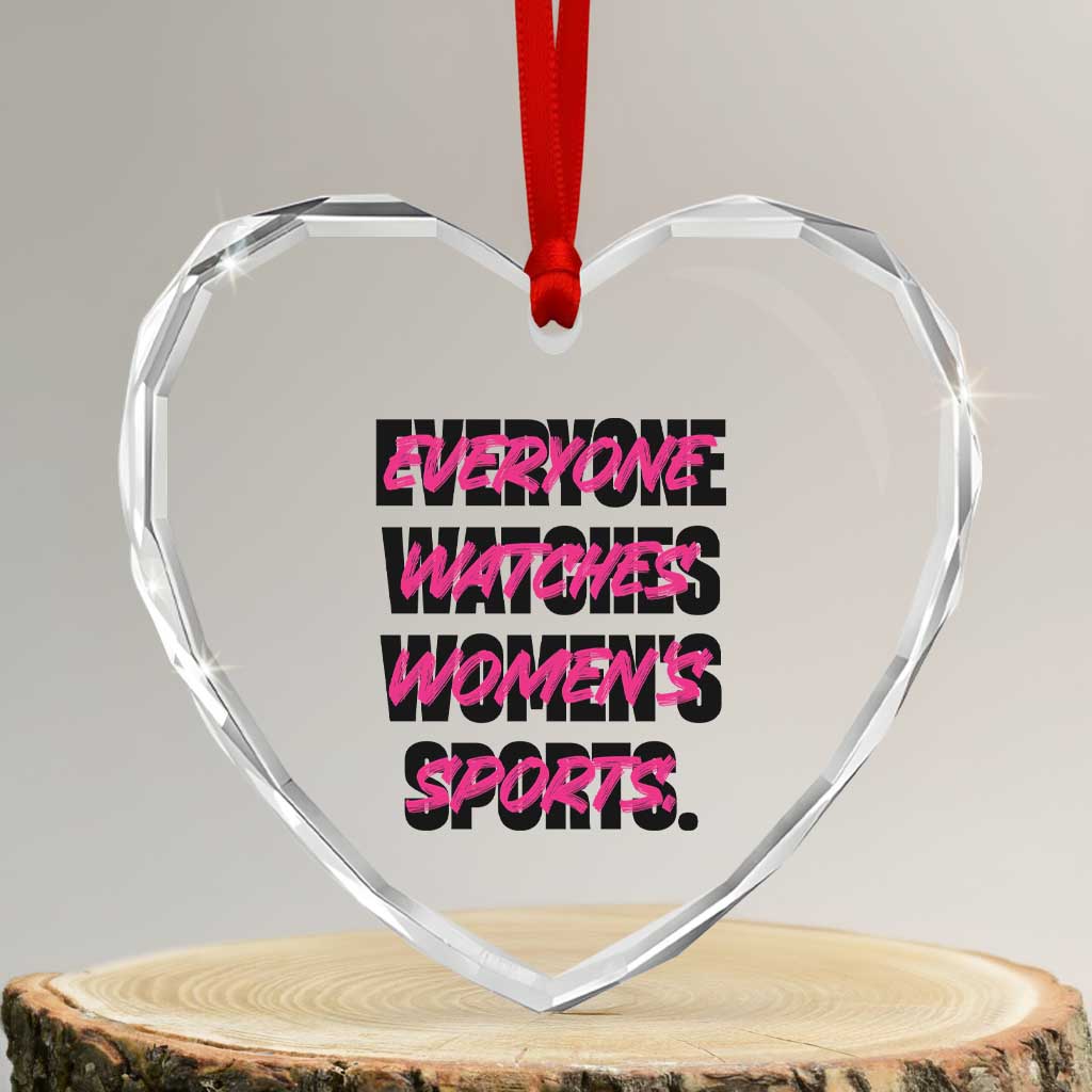 Womens Sports Heart Crystal Glass Ornament Feminist Body Positivity Inclusive Equality TS10 Transparent Glass 3'' Heart Print Your Wear