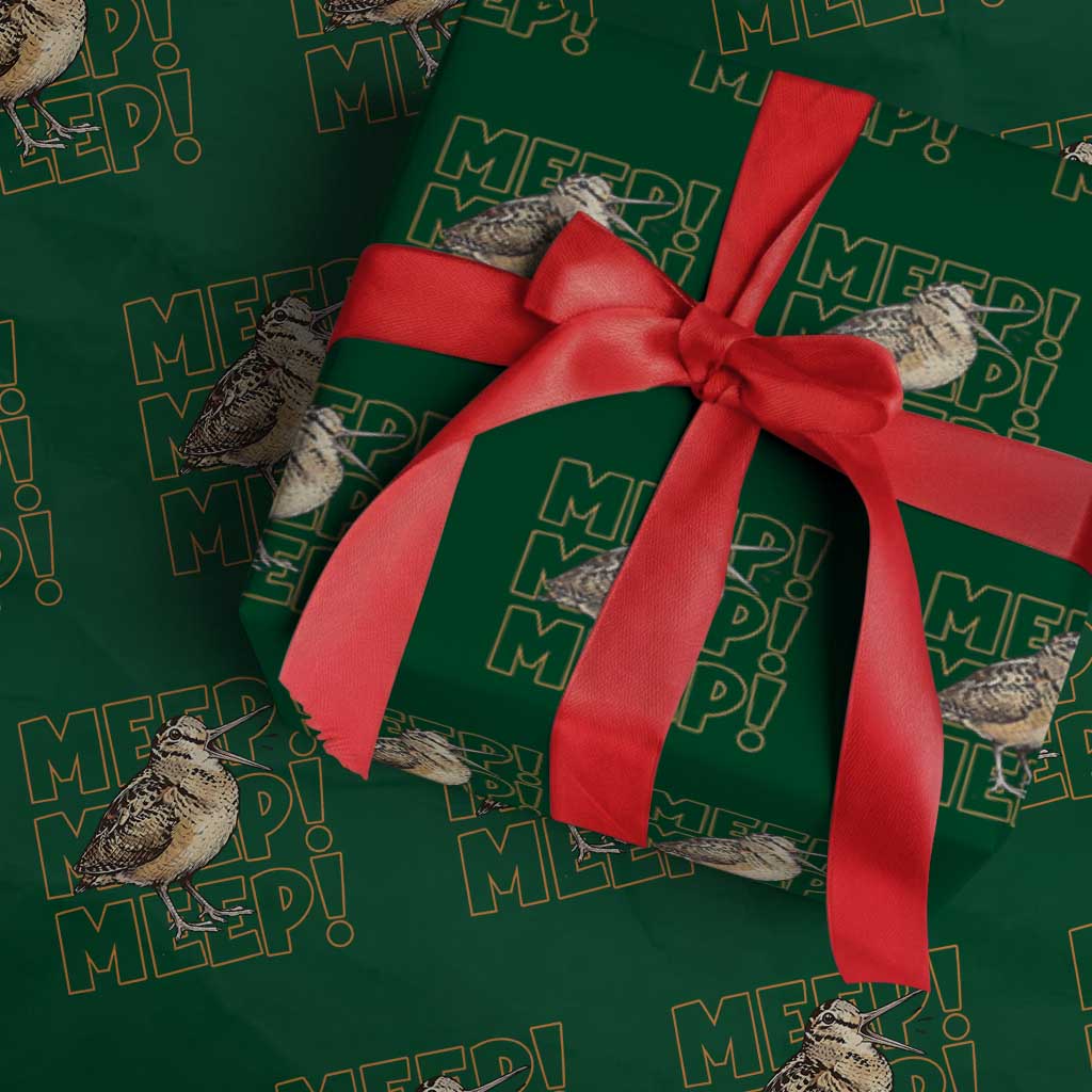 Woodcock Meep Wrapping Paper Roll Funny Nature Lover TS14 Green Print Your Wear