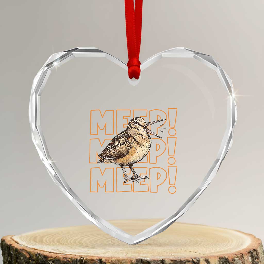 Woodcock Meep Heart Crystal Glass Ornament Funny Nature Lover TS14 Transparent Glass 3'' Heart Print Your Wear