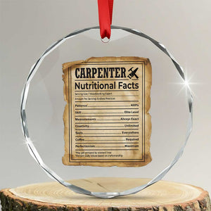 Woodworker Nutrition Label Crystal Glass Ornament Carpenter Nutritional Facts Graphic TS12 Transparent Glass 3'' Circle Print Your Wear