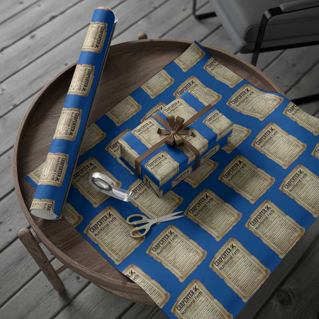 Woodworker Nutrition Label Wrapping Paper Roll Carpenter Nutritional Facts Graphic