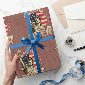 Workers Over Billionaires Wrapping Paper Roll Social Justice Statue Of Liberty TS11 Mocha Print Your Wear