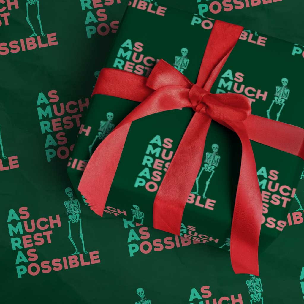 Workout Skeleton Wrapping Paper Roll As Much Rest As Possible AMRAP Lazy Skeleton Funny Gym Quotes TS02 Green Print Your Wear