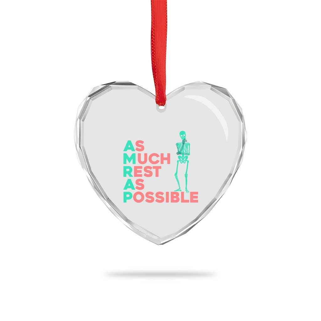 Workout Skeleton Heart Crystal Glass Ornament As Much Rest As Possible AMRAP Lazy Skeleton Funny Gym Quotes TS02 Print Your Wear