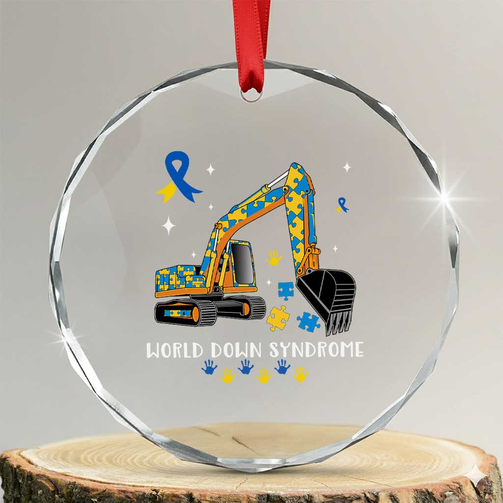 World Down Syndrome Awareness Day Bulldozer Crystal Glass Ornament TS02 Transparent Glass 3'' Circle Print Your Wear