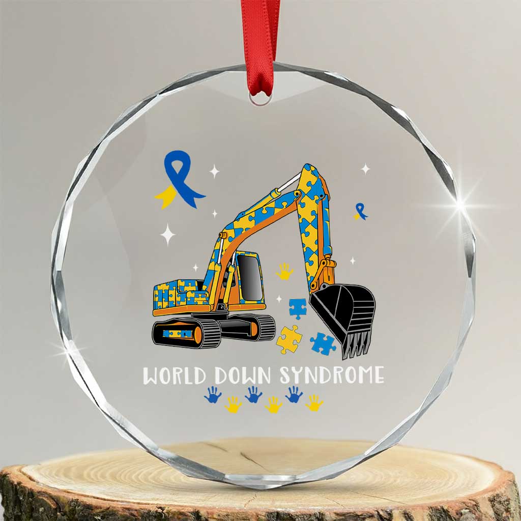 World Down Syndrome Awareness Day Bulldozer Crystal Glass Ornament TS02 Transparent Glass 3'' Circle Print Your Wear