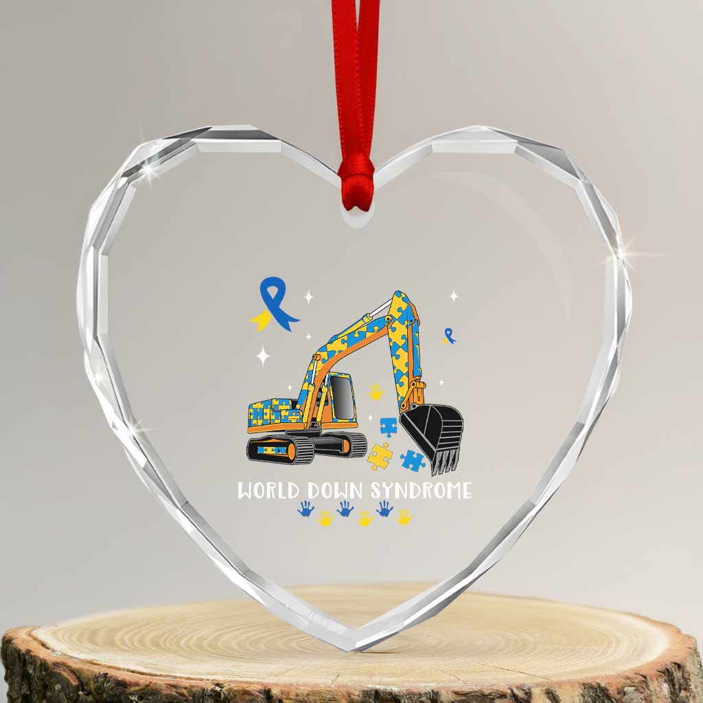 World Down Syndrome Awareness Day Bulldozer Heart Crystal Glass Ornament TS02 Transparent Glass 3'' Heart Print Your Wear