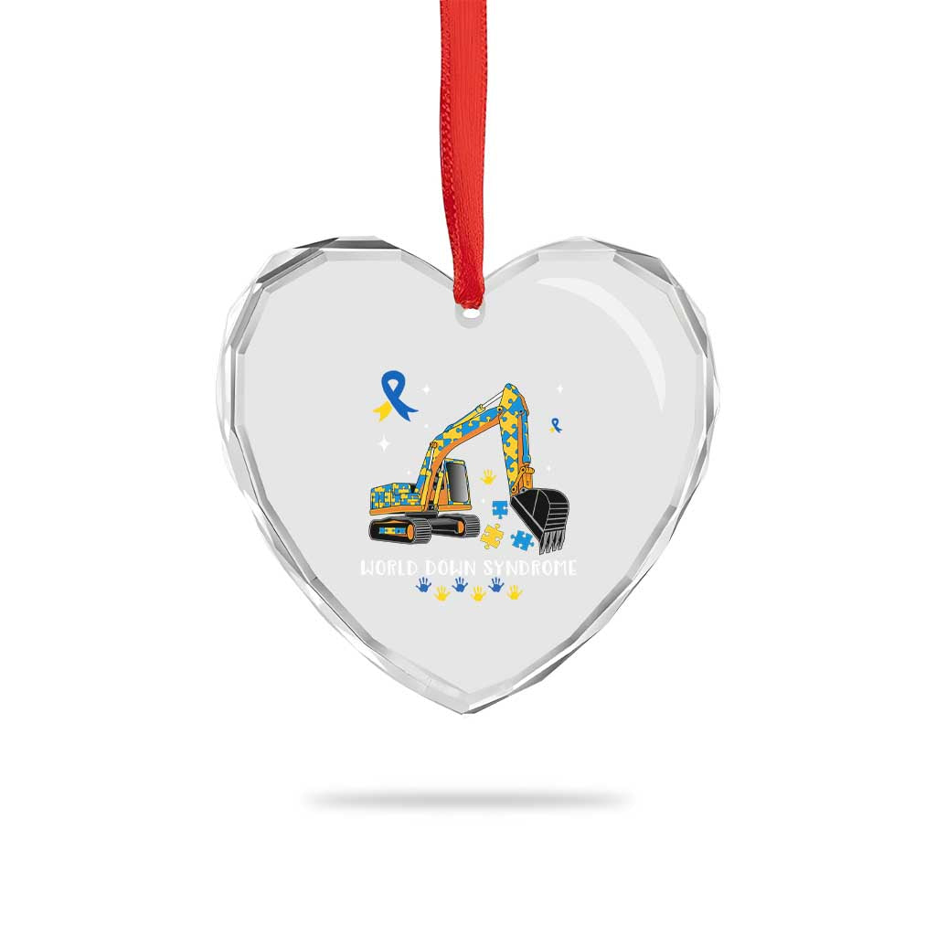 World Down Syndrome Awareness Day Bulldozer Heart Crystal Glass Ornament TS02 Print Your Wear