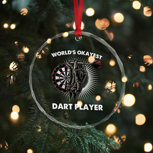 World's Okayest Dart Player Crystal Glass Ornament Funny Bullseye Shooter Gift TS12 Print Your Wear