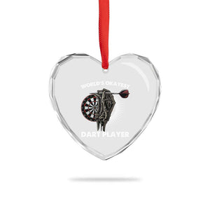 World's Okayest Dart Player Heart Crystal Glass Ornament Funny Bullseye Shooter Gift TS12 Print Your Wear