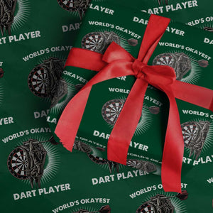 World's Okayest Dart Player Wrapping Paper Roll Funny Bullseye Shooter Gift TS12 Green Print Your Wear
