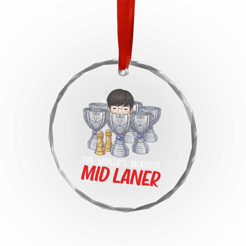 Worlds Okayest Mid Laner Crystal Glass Ornament Funny Game Lover Gift TS12 Print Your Wear