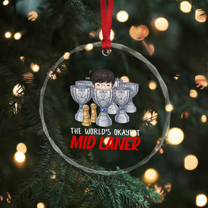 Worlds Okayest Mid Laner Crystal Glass Ornament Funny Game Lover Gift TS12 Print Your Wear