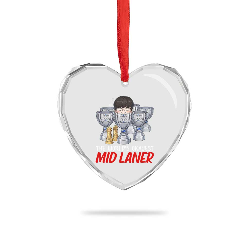 Worlds Okayest Mid Laner Heart Crystal Glass Ornament Funny Game Lover Gift TS12 Print Your Wear
