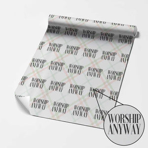 Worship Anyway Inspirational Christian Faith Statement Wrapping Paper Roll TS02 Christmas Plaid Print Your Wear
