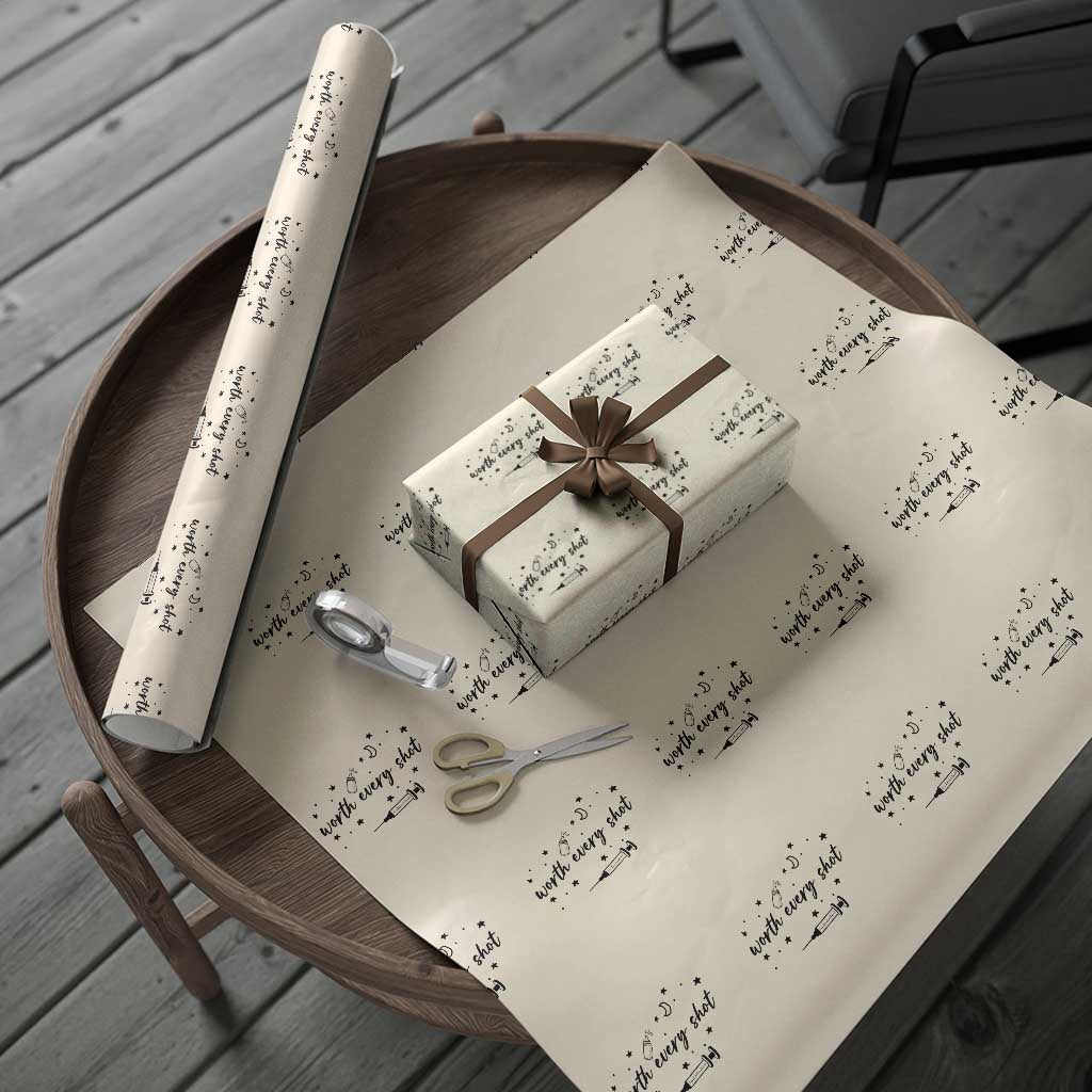Worth Every Shot Wrapping Paper Roll IVF Baby Pregnancy Announcement TS10 Beige Print Your Wear