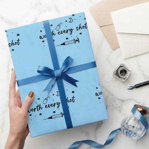Worth Every Shot Wrapping Paper Roll IVF Baby Pregnancy Announcement TS10 Light Blue Print Your Wear