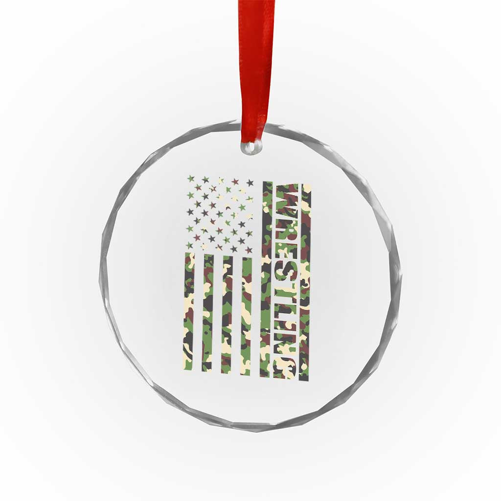 Wrestling American Flag Camo Wrestler Crystal Glass Ornament TS10 Print Your Wear