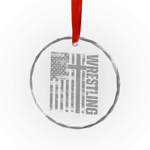 Wrestling Christian Vintage Patriotic American Flag Crystal Glass Ornament TS11 Print Your Wear