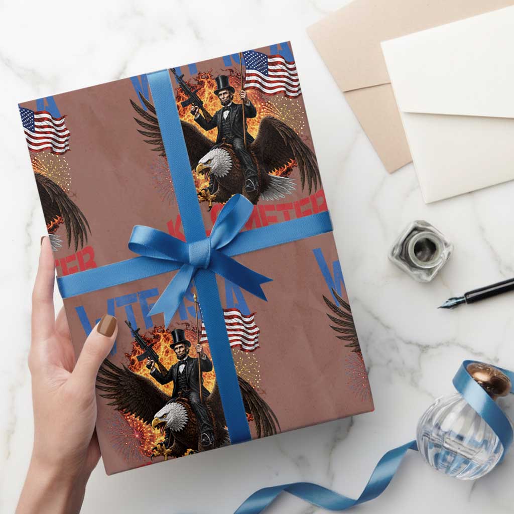WTF Is A Kilometer Abraham Lincoln Wrapping Paper Roll Funny USA Patriotic 4th of July