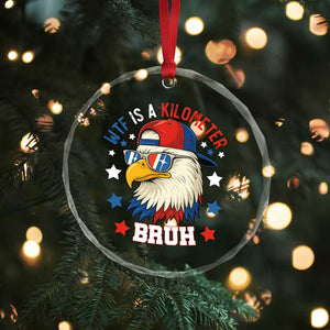 WTF Is A Kilometer Bruh Crystal Glass Ornament Funny Patriotic American Bald Eagle TS02 Print Your Wear