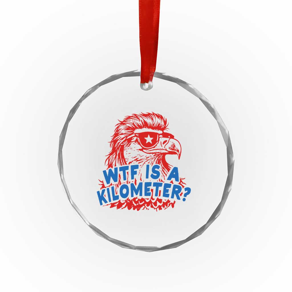 WTF Is A Kilometer Funny American Bald Eagle Crystal Glass Ornament Patriotic 4th of July Humor TS02 Print Your Wear