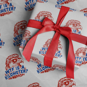 WTF Is A Kilometer Funny American Bald Eagle Wrapping Paper Roll Patriotic 4th of July Humor