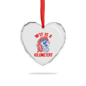WTF is A Kilometer Heart Crystal Glass Ornament Patriotic Eagle 4th of July USA American Flag