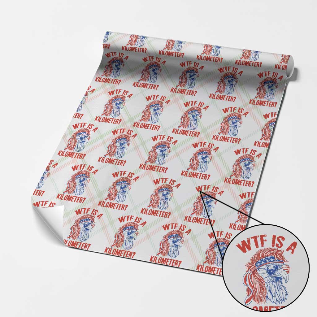 WTF is A Kilometer Wrapping Paper Roll Patriotic Eagle 4th of July USA American Flag
