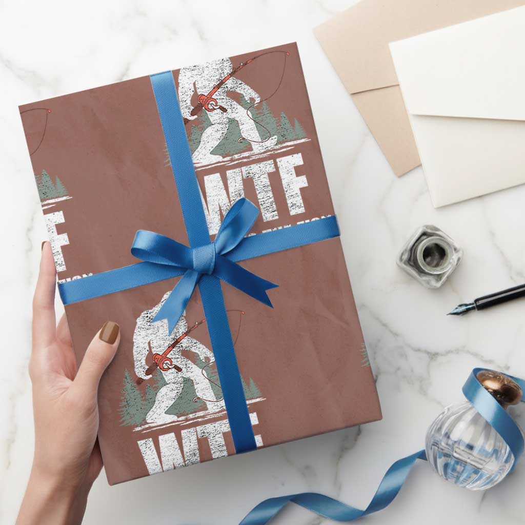 WTF Where's The Fish Wrapping Paper Roll Funny Fishing Gifts Bigfoot Sasquatch TS10 Mocha Print Your Wear