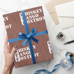 WTF Whiskey Tango Foxtrot Wrapping Paper Roll Military Phonetic Alphabet Funny TS02 Mocha Print Your Wear