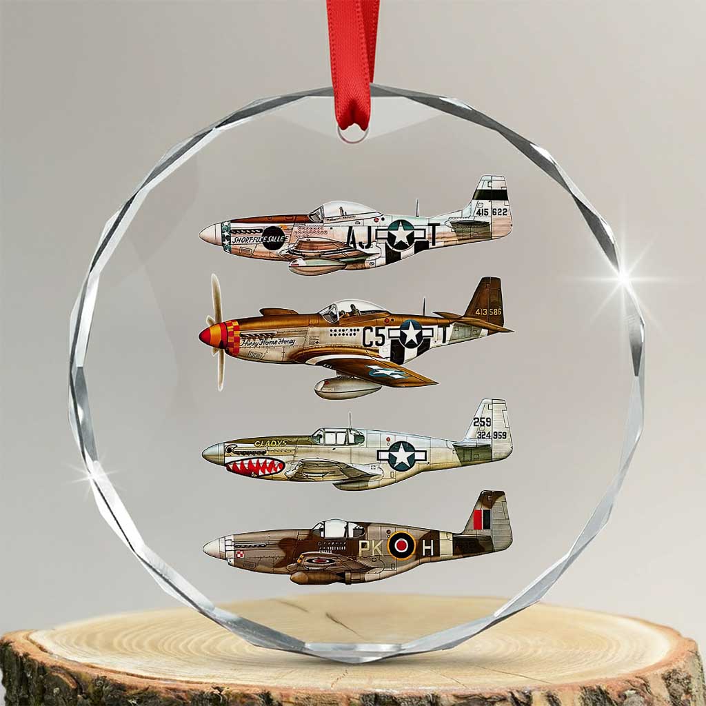 WW2 Warplanes B-17 P51 Crystal Glass Ornament Vintage WWII Fighter Planes Iconic Military Aircraft - Print Your Wear