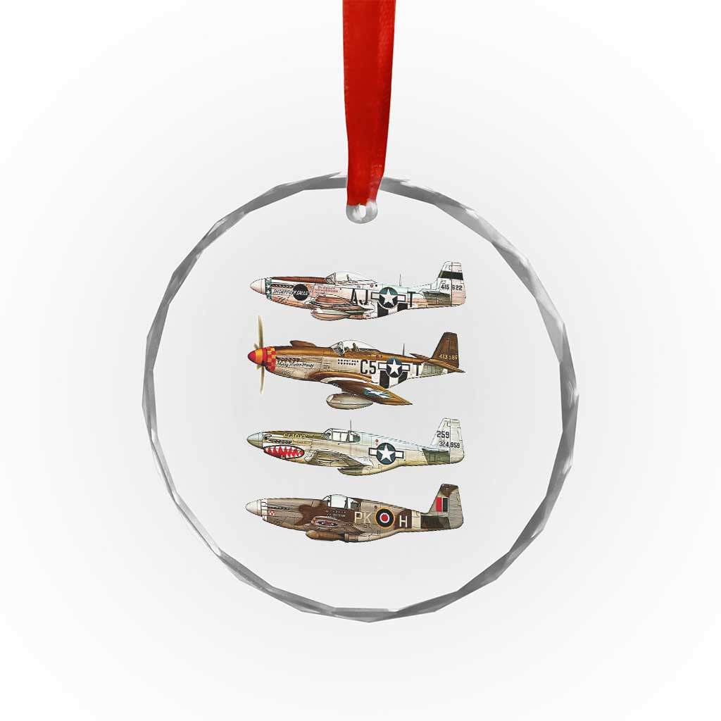 WW2 Warplanes B-17 P51 Crystal Glass Ornament Vintage WWII Fighter Planes Iconic Military Aircraft TS02 Print Your Wear