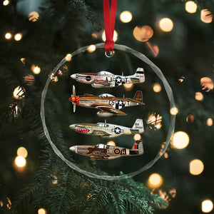 WW2 Warplanes B-17 P51 Crystal Glass Ornament Vintage WWII Fighter Planes Iconic Military Aircraft TS02 Print Your Wear