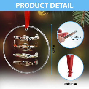 WW2 Warplanes B-17 P51 Crystal Glass Ornament Vintage WWII Fighter Planes Iconic Military Aircraft TS02 Print Your Wear