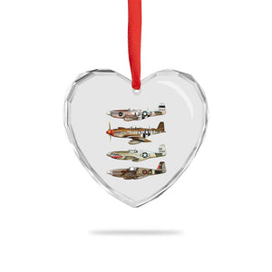 WW2 Warplanes B-17 P51 Heart Crystal Glass Ornament Vintage WWII Fighter Planes Iconic Military Aircraft TS02 Print Your Wear