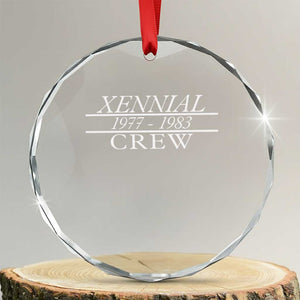 Xennial Crew 1977 to 1983 Crystal Glass Ornament Minimalist Bold Typography Graphic TS02 Transparent Glass 3'' Circle Print Your Wear