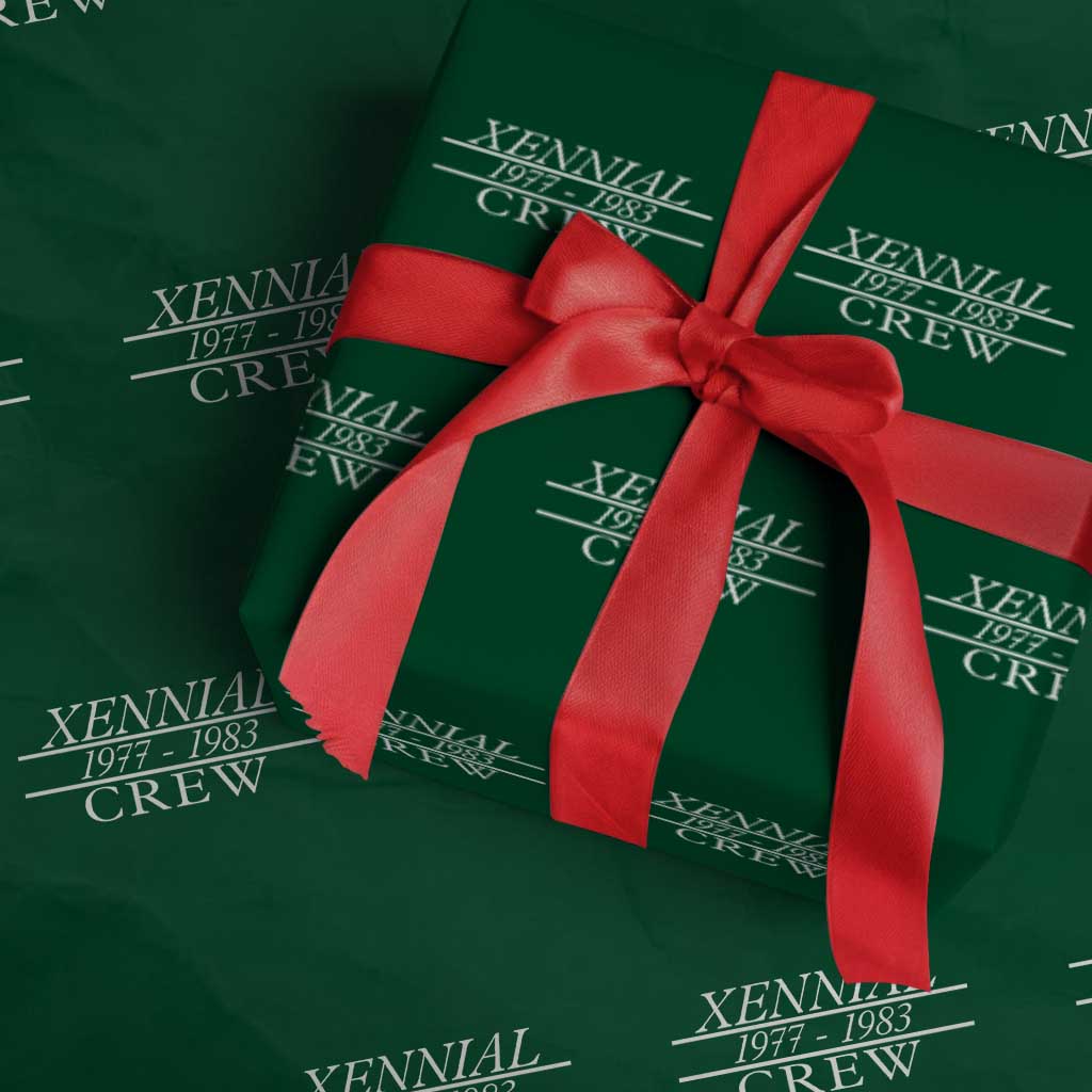 Xennial Crew 1977 to 1983 Wrapping Paper Roll Minimalist Bold Typography Graphic TS02 Green Print Your Wear