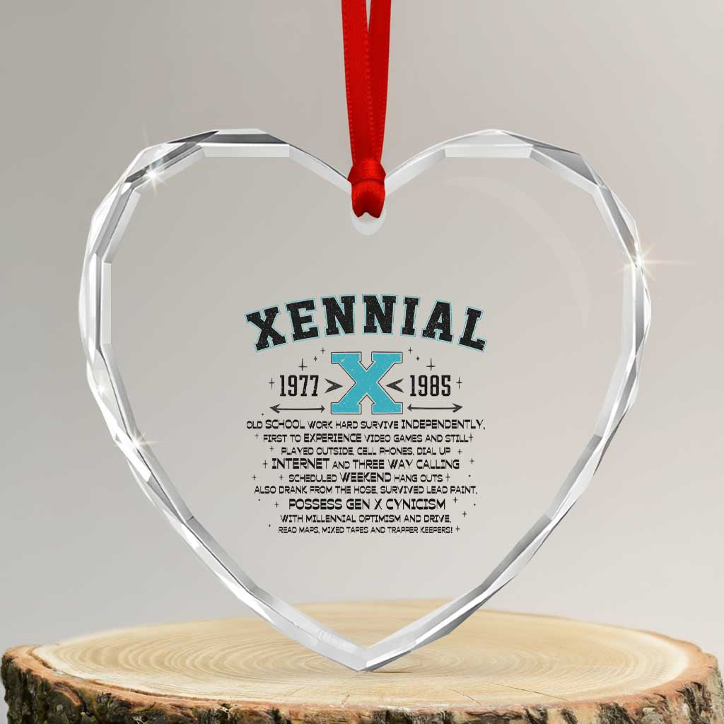 Xennial Definition 1977 to 1985 Heart Crystal Glass Ornament Vintage Dictionary Style Graphic TS02 Transparent Glass 3'' Heart Print Your Wear