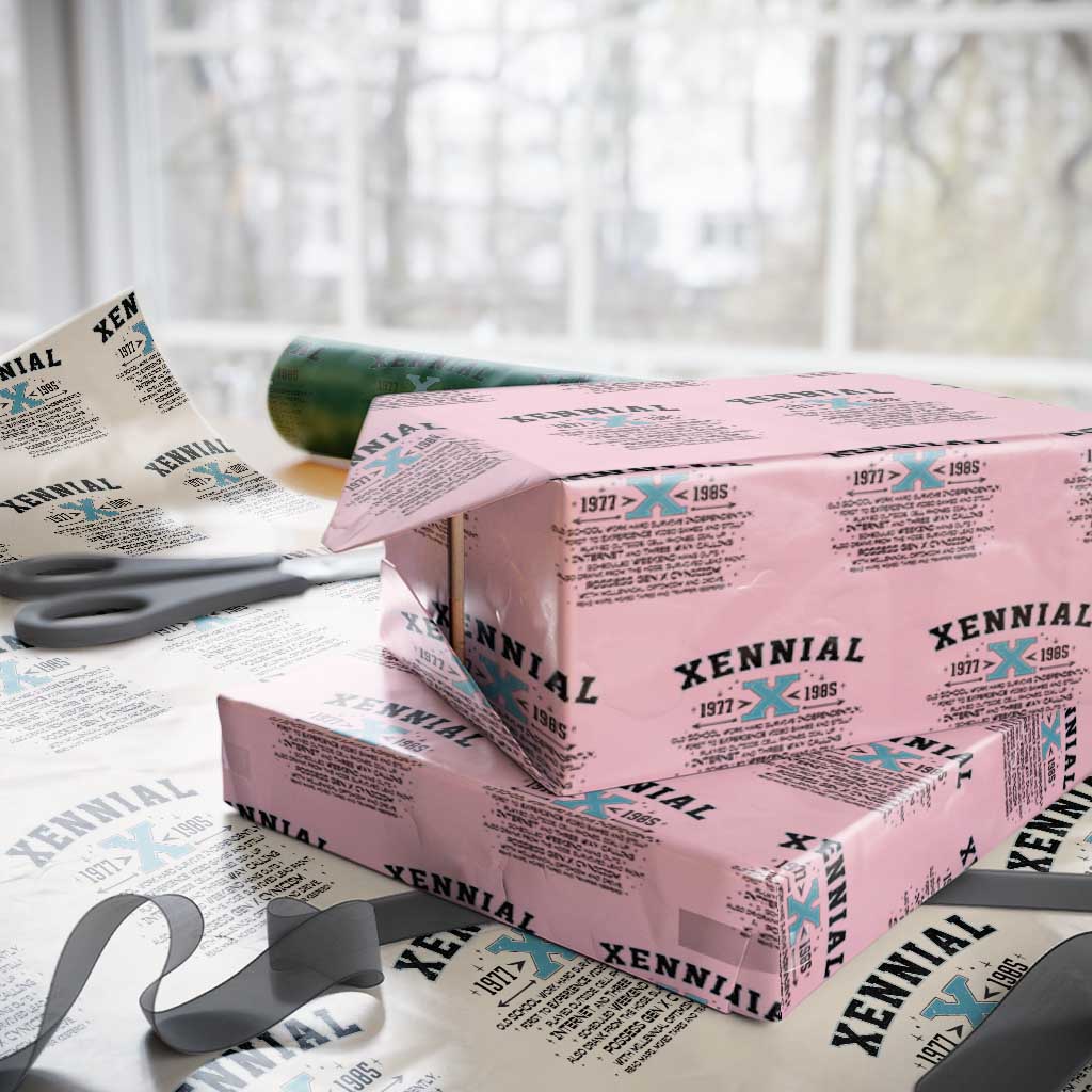 Xennial Definition 1977 to 1985 Wrapping Paper Roll Vintage Dictionary Style Graphic TS02 Light Pink Print Your Wear