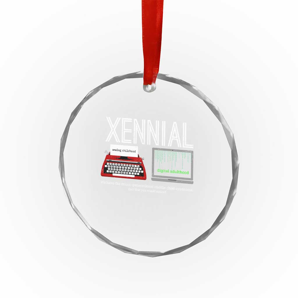 Xennial Typewriter and Computer Screen Crystal Glass Ornament Analog Childhood Digital Adulthood TS02 Print Your Wear