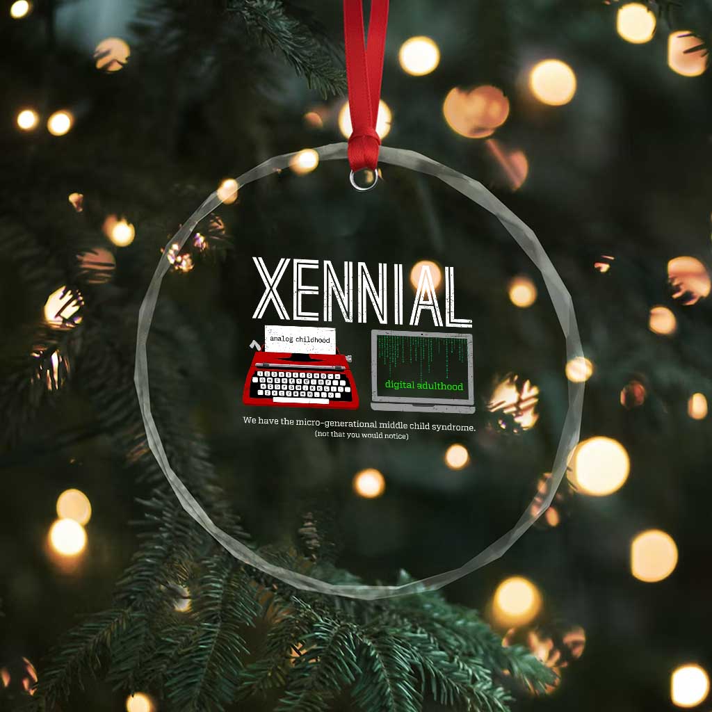 Xennial Typewriter and Computer Screen Crystal Glass Ornament Analog Childhood Digital Adulthood TS02 Print Your Wear