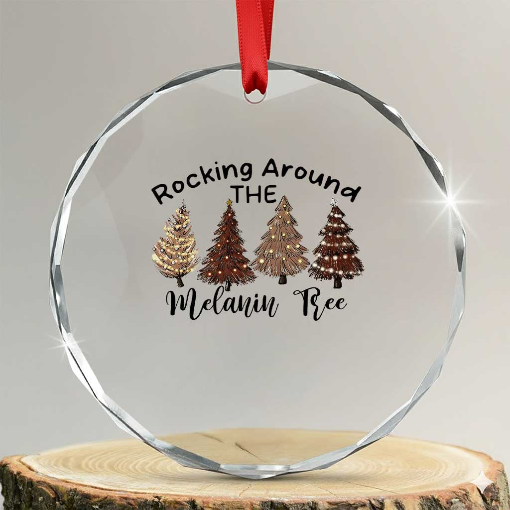 Xmas African American Crystal Glass Ornament Rocking Around The Melanin Tree Xmas Tree TS11 Transparent Glass 3'' Circle Print Your Wear