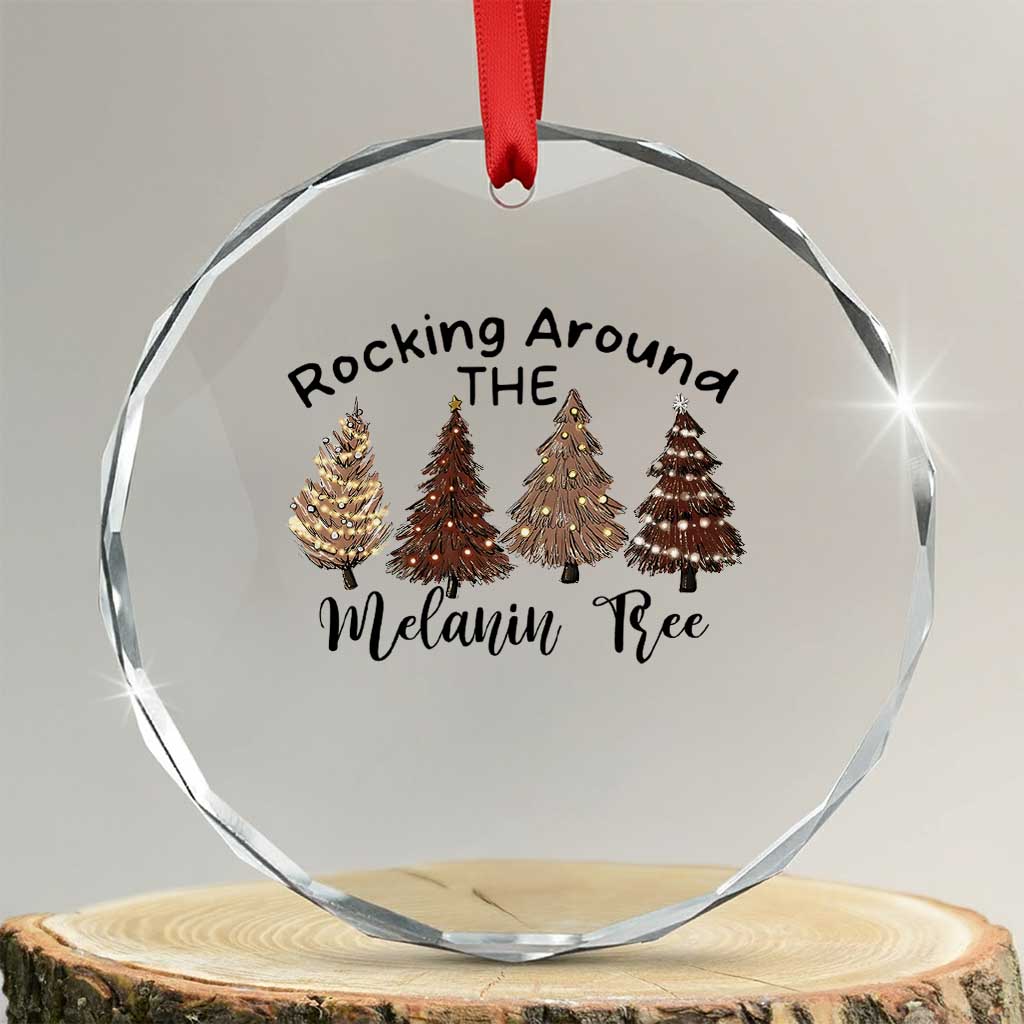 Xmas African American Crystal Glass Ornament Rocking Around The Melanin Tree Xmas Tree TS11 Transparent Glass 3'' Circle Print Your Wear