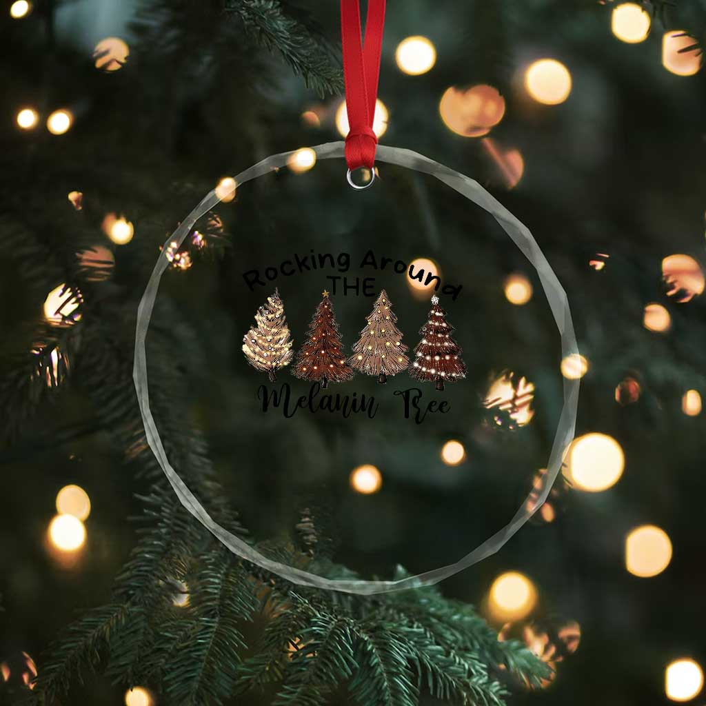 Xmas African American Crystal Glass Ornament Rocking Around The Melanin Tree Xmas Tree TS11 Print Your Wear