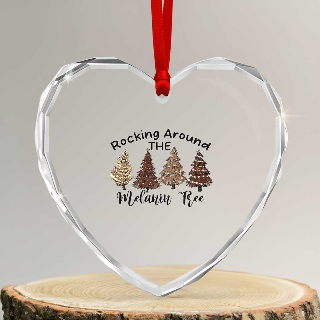 Xmas African American Heart Crystal Glass Ornament Rocking Around The Melanin Tree Xmas Tree TS11 Transparent Glass 3'' Heart Print Your Wear