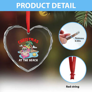 Xmas At The Beach Heart Crystal Glass Ornament Funny Santa Claus Flamingo Float Chilling TS09 Print Your Wear