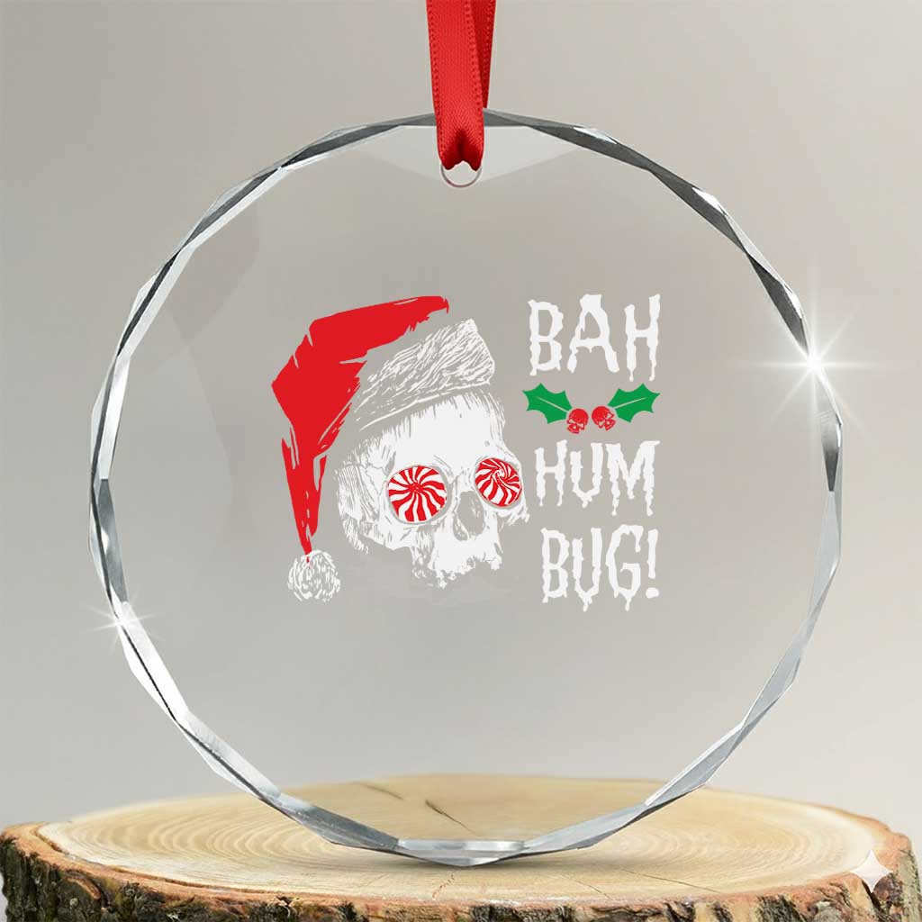Xmas Bah Humbug Skull Santa Hat Crystal Glass Ornament TS09 Transparent Glass 3'' Circle Print Your Wear