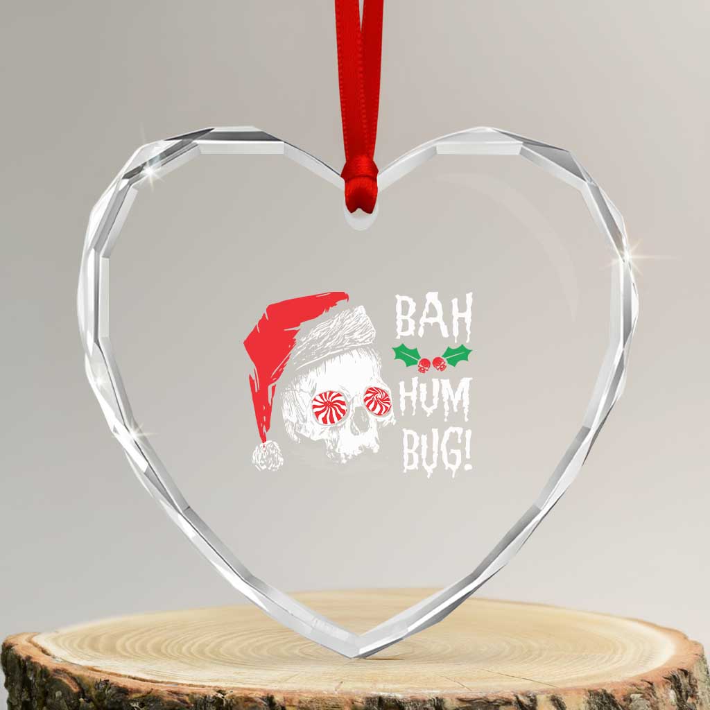 Xmas Bah Humbug Skull Santa Hat Heart Crystal Glass Ornament TS09 Transparent Glass 3'' Heart Print Your Wear