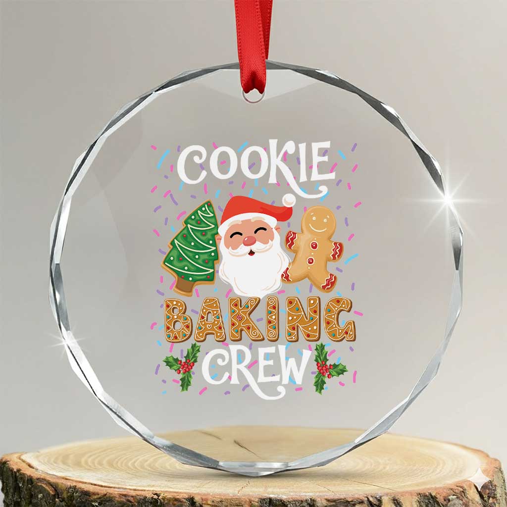 Xmas Baking Crew Crystal Glass Ornament Cute Cookie Santa Gingerbread TS09 Transparent Glass 3'' Circle Print Your Wear